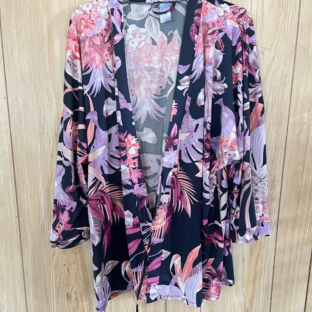Linea Donatella Black and Pink Floral Top